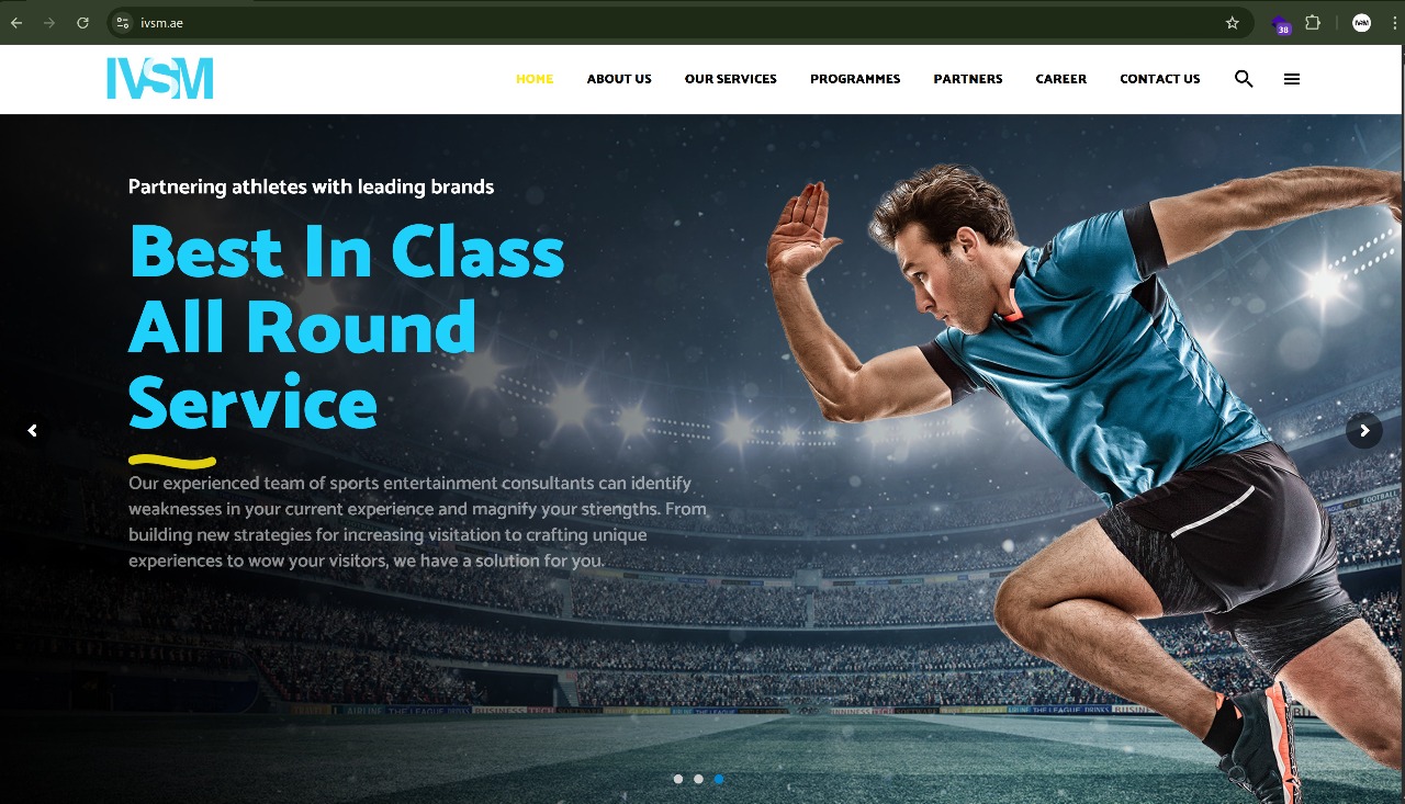 International Vision Sports Management - Custom wordpress website with modern technologies