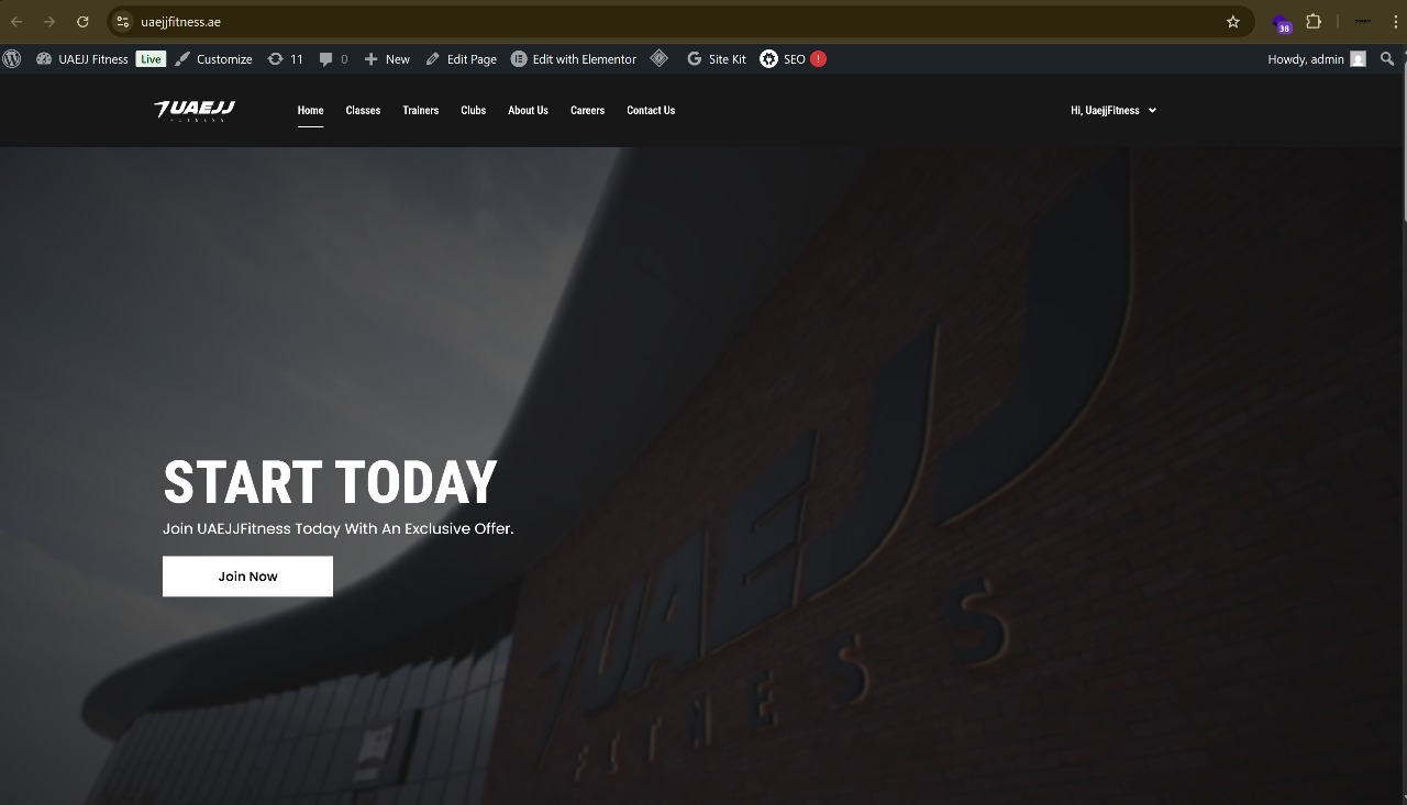 UAEJJ Fitness - Custom wordpress website with modern technologies